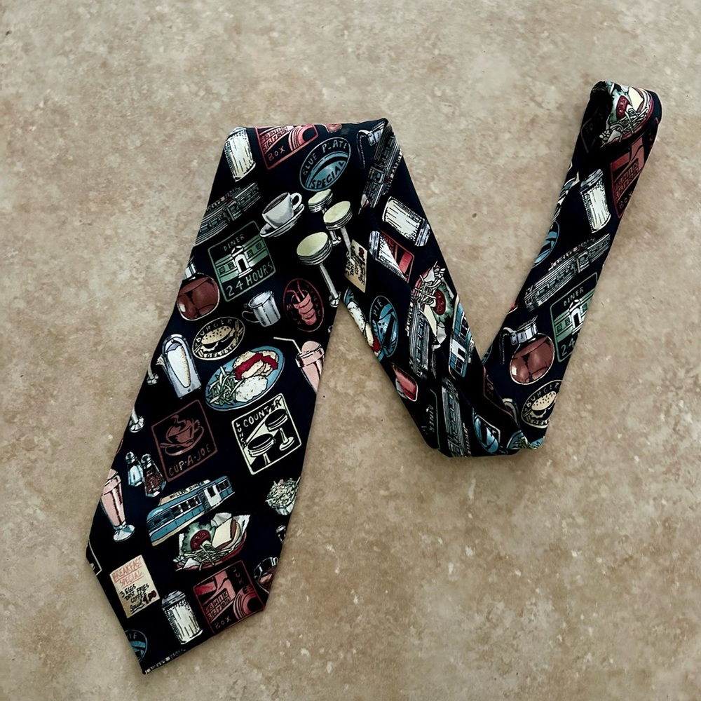 Nicole Miller Vintage 1996 Diner Print Tie